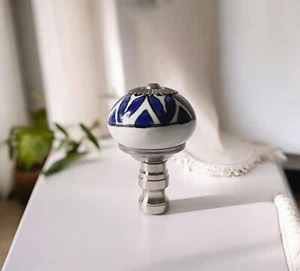 Set di 2 splendide finiture paralumi in porcellana. Arpa Topper - Blu/Bianco - Foto 1 di 4