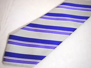 Geoffrey Beene Mens Necktie Tie Grey Purple Striped Silk 60" - Picture 1 of 4