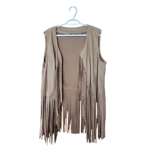 Women's Size L Faux Suede Western Cowgirl Hippie Tassle Vest FREE SHIPPING - Picture 1 of 2