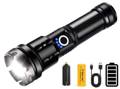 LED Taschenlampe Polizei Swat Cree Zoom 500 Meter Leuchtweite 1x PowerAkku USB  - Bild 1 von 4