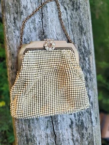 Whiting & Davis Mesh Beaded Coin Purse With Chain Handle USA Vintage Estate Find - Picture 1 of 9