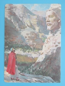 Stampa fronte/retro originale 1966 volto di Gesù scolpito sul fianco della montagna il re guarda - Foto 1 di 2