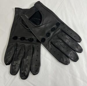 Vintage 90s Roundtree & Yorke Soft Leather Driving Gloves Black Men's SZ Large