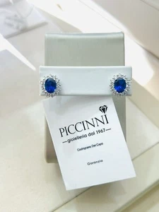 Orecchini In Oro 18 Carati Con Zaffiri E Brillanti - Imagen 1 de 10