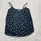 Talulua Womens Floral Camisole Top V-Neck Navy Black Womens Size Large