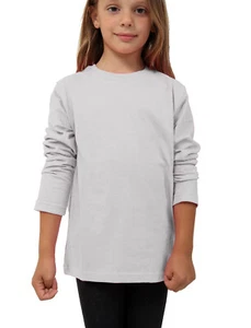 Girls Kids Basic Long Sleeve Top kids Plain Neon School Tee Tops T-Shirt 2-13 - Picture 1 of 22