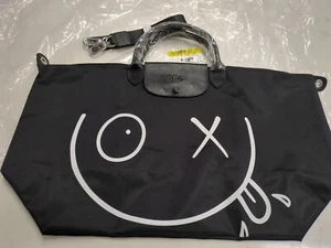 Longchamp Andre Saraiva White Painting Travel Bag Black Nylon Outlet Product - Picture 1 of 7
