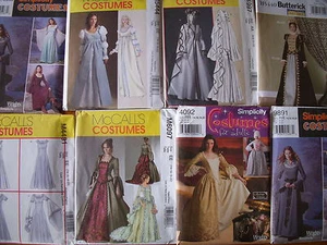 Patterns Costumes Queen Victorian Medieval Bridal Kimono Martial Arts -Lot #25 - Picture 1 of 21