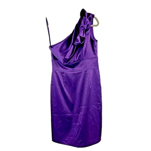 Eliza J Dress Size 8 Purple Dressy Formal Bow One Shoulder Built In Bra Cocktail - Picture 1 of 8
