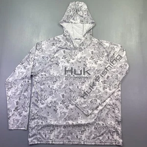 Huk Shirt Men XL Camo Hoodie Performance Fishing Lightweight Sun Hiking Camping - Picture 1 of 9