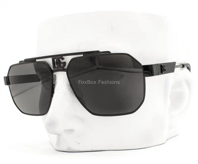 Gafas de sol Dolce Gabbana pulidas negras metal gris tinte DG 2294 01/87 con estuche Foto 1 de 4