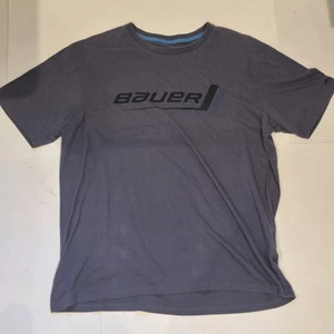 Vtg Bauer Mens Short Sleeve Crew Neck Blue T Shirt Size L - Picture 1 of 11