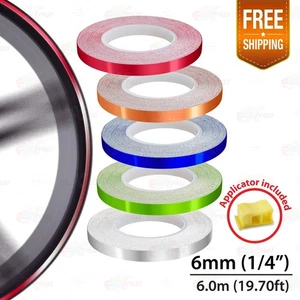 1/4" 6mm PIN STRIPE Tape Car Motorcycle WHEEL RIMS Decal Chrome Color Stickers - Picture 1 of 12