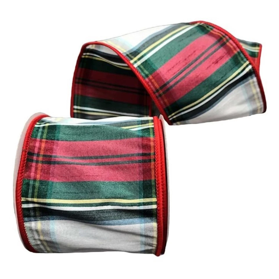 Cinta de Navidad Clásica 4" Cuadros Rojo/Verde/Blanco 5yd Navidad En Casa Regalo de Vacaciones Foto 1 de 1