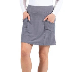 IBKUL Mini Check Print Skort Black UPF 50+ Pockets Golf Pickleball Size XL - Picture 1 of 6