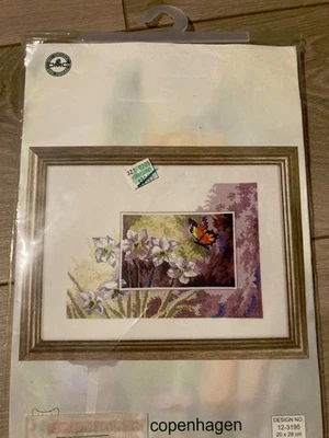 NUEVO permin of copenhague KIT PUNTO DE CRUZ MARIPOSA Y FLORES de DINAMARCA Foto 1 de 4