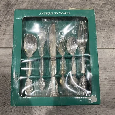 Antiguo juego de 6 piezas para bebé de Towle plateado T8053195 cubiertos nuevos Foto 1 de 4