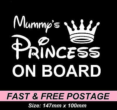 Mummy's Princess On Board Sticker Decal Vinyl Car Disney Baby Funny Sign Frozen • 5.95$