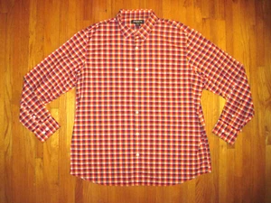 Claiborne Orange/Blue Check Stretch Fit Dress Shirt XXL New - Picture 1 of 8