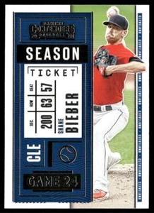Shane Bieber 2020 Panini Contenders #34 Cleveland Indians Baseball Card - Foto 1 di 2