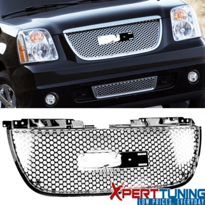Fits 07-14 GMC Yukon /XL 1500 Denali Round Hole Front Hood Grille Grill Chrome Foto 1 de 4