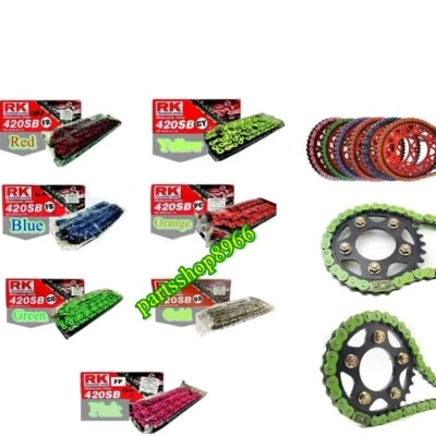 RK Motorcycle Chain Colors 420-120L Roller Stunt Parts Accessories Road Bike - Image 1 of 4