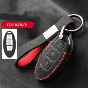 Full Suede Covered Key Fob Remote Protector Holder Cover Case For Infiniti Q50 - Picture 1 of 10