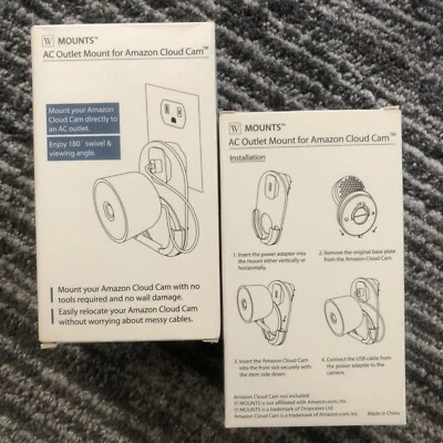 WASSERSTEIN 2 PACK!! AC Wall Outlet Mount For Amazon Cloud Camera Black