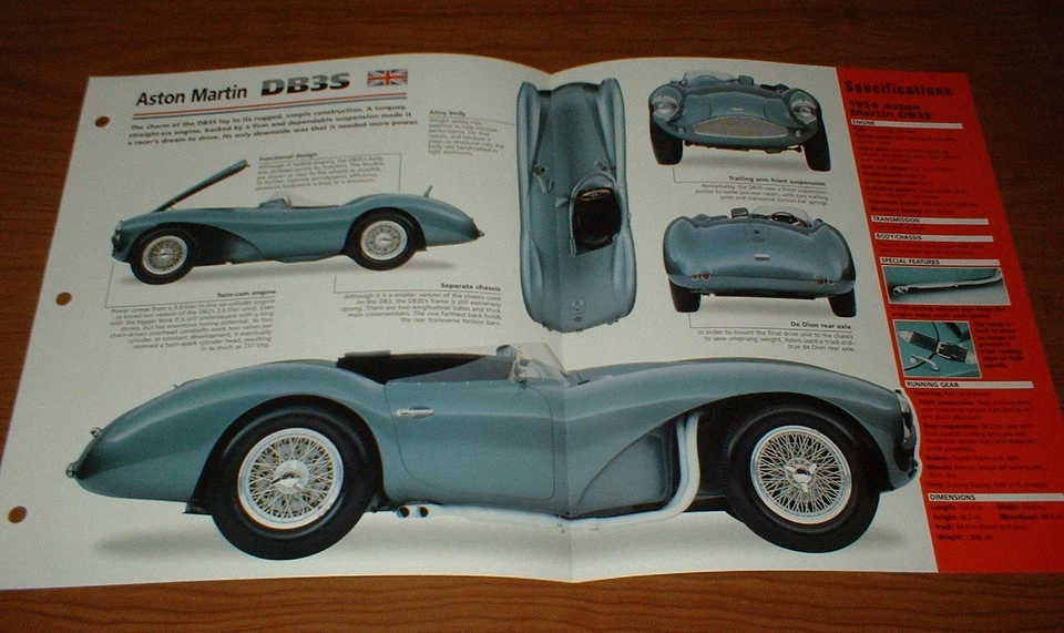 Aston Martin DB3 S 1954 original Imp folleto especificaciones información 54 55 56 DB3S★★ Foto 1 de 1