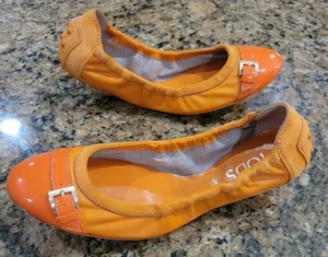 Tod's orangefarbene Leder-Ballerinas mit Schnalle Slipper Damenschuhe Zehenkappe 7 8 - Bild 1 von 11