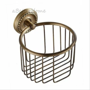 Antique Bathroom Toilet Paper Roll Holder Wall Mount Round Tissue Storage Basket - Picture 1 of 3