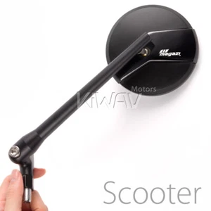 mirror Missie matte black stem + black belt 8mm fits Piaggio Carnaby Typhoon - Picture 1 of 5