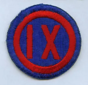 WW2 US ARMY 9° ARMY CORP BORDO TAGLIATO DORSO NEVE SSI PATCH INSEGNA - Foto 1 di 2