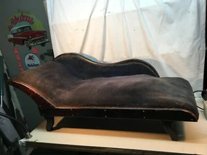 Vtg Chaise Lounge Chair Swan Fainting Couch Blue Velvet Child Doll Size 43in - Picture 1 of 11
