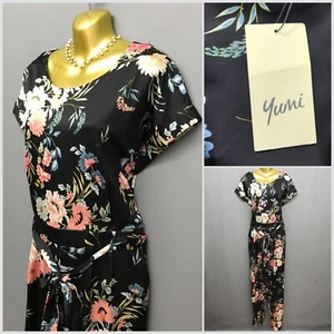 NUEVO Mono para mujer Yumi negro con cinturón floral Reino Unido 16 EUR 44 - Imagen 1 de 17