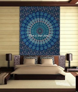 Mandala Tapestry Green Twin Printed Wall Decor Cotton Hippie Wall Hangings Sale - Picture 1 of 3