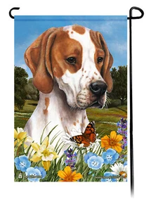 Summer Flowers Garden Flag - Red and White Pointer - Picture 1 of 1