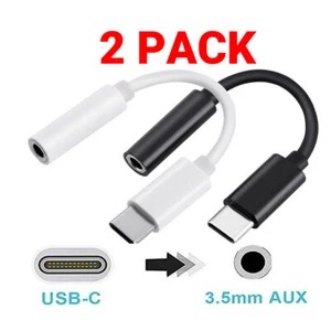 2X USB-C Type C Adapter Port to 3.5MM Aux Audio Jack Earphone Headphone Cable - Picture 1 of 15