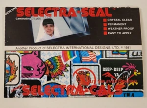 1981 SELECTRA Vending MACHINE STICKER CARD SLEEVE inside PRISM AUTO TAG CUTOUTS - Picture 1 of 4