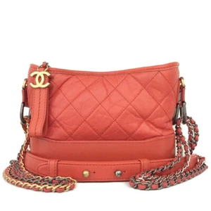 CHANEL Gabrielle De Quilted CC Logo Calfskin Chain Shoulder Bag Orange/4BD0192 - Picture 1 of 12