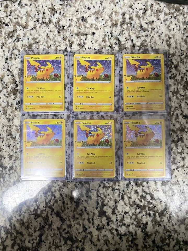 LOTE DE 6 2021 Pokemon 25 Aniversario General Mills Promo #SWSH039 Pikachu Holo Foto 1 de 4