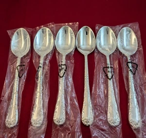 6er Set Verzauberte Rose Unmarkiert Silber Teller Oval Suppenlöffel Besteck - Bild 1 von 6