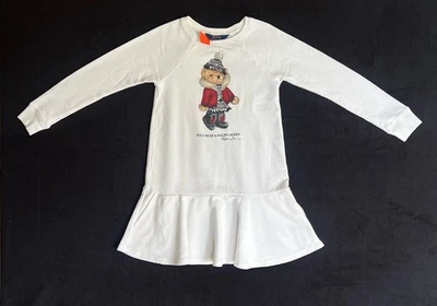 Polo Ralph Lauren Girl's Ivory Baby Bear Fleece Dress Size S (7) - Image 1 of 4