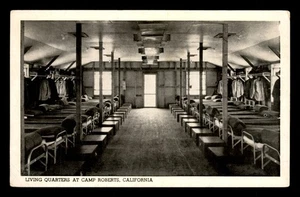 Postal de la Segunda Guerra Mundial Camp Roberts California CA Cuartel del Ejército Living Quarters Militar - Imagen 1 de 3