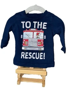 Infant Baby Boys 6 Months Carter's Blue Fire Truck Long Sleeve Shirt - Picture 1 of 3