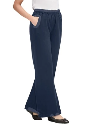 Pull-On Feminino Plus Size Pequeno Perfeito Elástico-Cintura Larga-Perna Todo-Algodão - Imagem 1 de 2