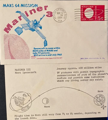 MARINER-3 LIFTOFF TOWARDS MARS : PAFB NOV 5, 1964 SWANSON SPACE COVER NASA - Image 1 of 4