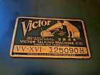 Étiquette d'identification phonographe métal originale Victor Victrola VV-XVI