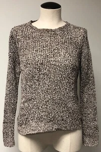 SUÉTER EILEEN FISHER MARFIL Y MARRÓN TEJIDO ABIERTO 100% ALGODÓN ESTILO PM - Imagen 1 de 7