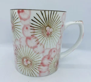 Mug Cup White Pink White Gold Geometric Fine Bone China King - Picture 1 of 9